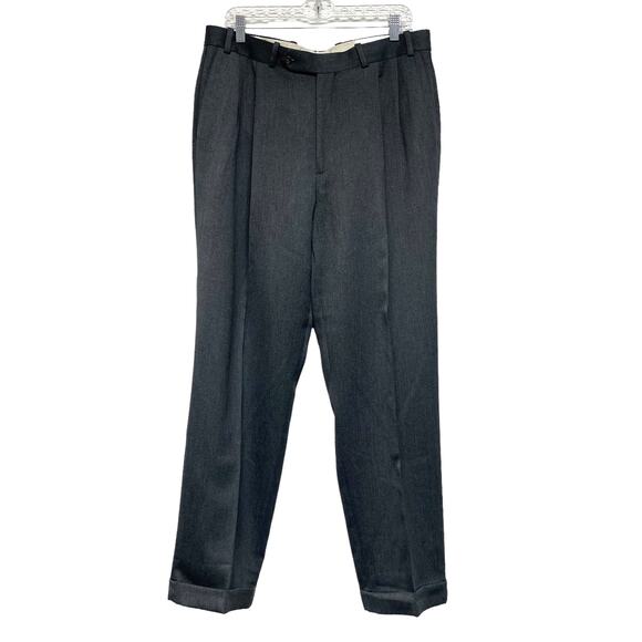 Vintage Zignoni Mens Size 36R Grey Pleat Front Trousers Pants - Picture 1 of 4